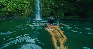 Young Woman Swimming Under Jungle Waterfall Stock Footage Video (100% Royalty-free) 17872984 | Shutterstock