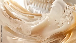 Foamy soap spill from broken washing machine causing laundry machine malfunction. Concept Washing Machine, Laundry Mishap, Foam Overflow, Appliance Repairs