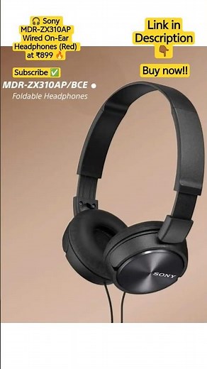 🎧 Sony MDR-ZX310AP Wired On-Ear Headphones (Red) at ₹899 🔥