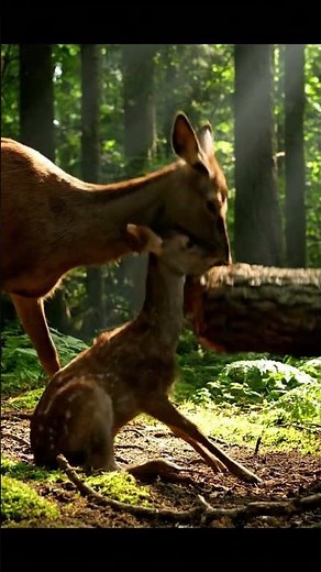 Heartbreaking: Deer Rescues Crying Fawn Stuck Under Heavy Branch