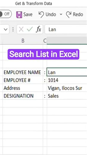 how to make a search list in excel