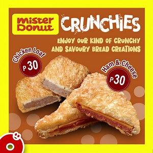 Mister Donut introduces it’s new kind of crunchy and savory bread creations! Enjoy Chicken Loaf Crunchies and Ham & Cheese Crunchies. A chicken or a ham & cheese loaf-filled bread, coated with panko or breadcrumbs and deep fried. Yummy Crunchies! Only P30. Try them now! #MisterDonut #SarapSulitUlitin #Crunchies | Mister Donut