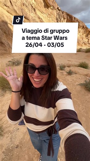 Il pianeta Tattooine di Star Wars Esiste davvero!! E puoi visitarlo anche tu! Scopri come 👇🏻 Viaggio di gruppo a tema STAR WARS dal 26 aprile al 3 maggio 2026! Ecco cosa è incluso: • Volo a/r Milano Malpensa-Tunisi • Volo interno Djerba-Tunisi • Tutti i trasferimenti con pullman privato • Tutti i pernottamenti • Pensione completa • Tutte le visite • Assicurazione medico-bagaglio Per il programma completo mandami un messaggio o clicca sul link della mia bio. Blocca subito il tuo posto e che la 
