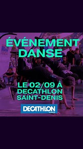 🕺🎶 Événement de Danse à ne pas manquer ! 🎶🕺 Cher(e)s sportif(ve)s et amateurs de danse, Nous sommes ravis de vous annoncer un événement spectaculaire qui fera vibrer vos cœurs et enflammer vos pieds ! 🔥🩰 Rejoignez-nous pour une après-midi de danse sensationnelle où la musique, le rythme et la passion se réuniront sur notre showroom fitness, animé par l’association ARU Bretagne ! 📅 Date : 02 septembre 2023 ⏰ Heure : 14h – 18h 🏢 Lieu : Decathlon Saint-Denis Au programme : 🎉 Initiation dan