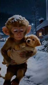 Monkey Saved His Dog in the Freezing Cold ❄️ | True Friendship Short Story