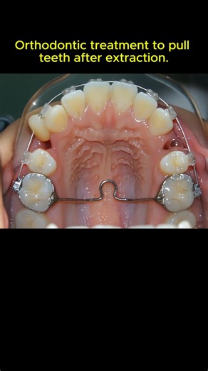 Orthodontics treatment to pull teeth after extraction. #braces #dentist #orthodontist #orthodontics