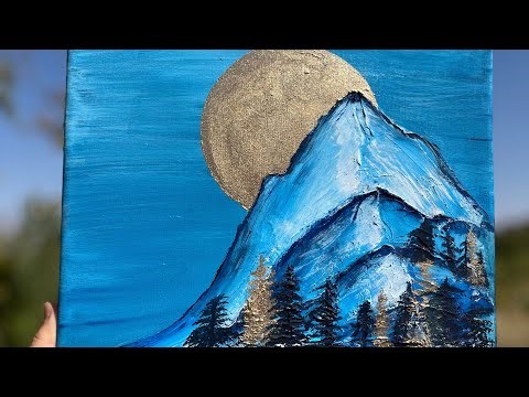 How to drow decorative mountain painting with acrylic colors 🏞️