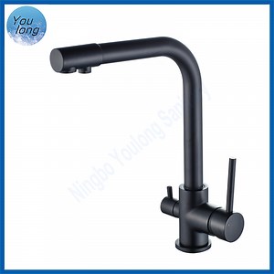 [Hot Item] Matte Black Drinking Water Tap Water Filter Sink Faucet 3 Way Dual Handles Black Kitchen Faucet