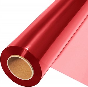 TickJOY Cellophane Wrap Roll Red, 200Ft Long * 17.5in Wide, 2.5 Mil Thick Transparent Red, Gifts, Baskets, Arts & Crafts, Treats, Cellophane Wrapping Paper, Colorful Christmas, Holiday Color