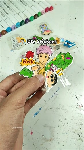 DIY Stickers Using Tape Only! (No Sticker Paper) #shorts #drawing #diy #crafts #fyp