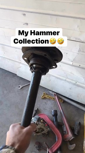 1.1M views · 12K reactions | I keep losing my hammer, so I stopped looking for it.Now I just grab whatever’s heavy and solid enough to hit stuff.Over time… I’ve built a beautiful, totally not stupid, hammer collection #tools #mechanic #mechanic #workshop #work #funnyvideos | CarHax | Facebook