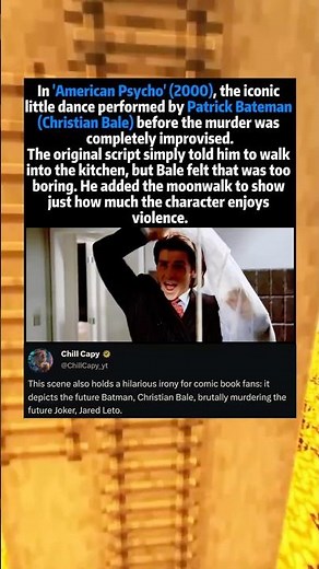 In 'American Psycho' (2000), the iconic little dance performed by Patrick Bateman (Christian Bale)