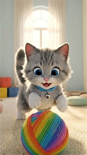 🐱 Kitten vs Yarn Ball! 🧶 Cute Tangled Rescue by Puppies 🐶💕