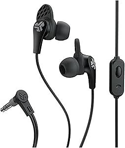 JLab JBuds Pro Signature Earbuds, Titanium 10mm Drivers, Music Controls, Universal Mic, Custom Fit with Cush Fins, Black