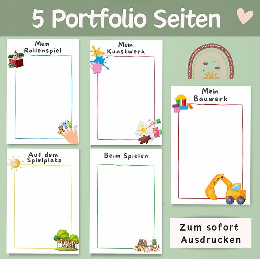 Portfolio Vorlagen | Portfolio Vorlage Kindergarten | Vorlagen für Erzieher | Vorlage für Kita | Vorlage für Krippe | 5 Portfolio Vorlagen - Etsy.de