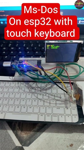 MS- DOS TERMINAL on Esp32 with jiophone Mobile Display & Touch Keyboard, #shorts, #shortsfeed, #esp