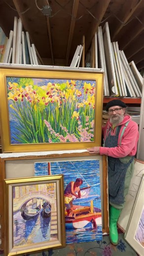 I enjoy painting water gardens Iris Symphony 30x40 oil #impressionism #contemporaryartist #iris #colorful #flowersblooming