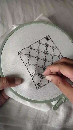 Sashiko Stitch Tutorial (Black Thread) |#handembroidery #embroidery #shortsfeed #shorts #viral #fyp