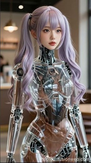 Glass Robot Girl起動Chocolate overflow scene. #futuristic #robot #technology#humanoid #AI #機械美 #ai美人