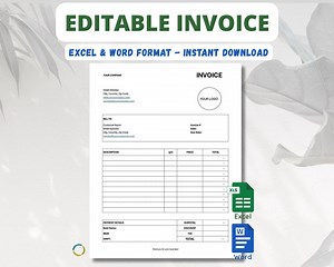 Editable Small Business Invoice Template - Excel and Word | Printable & Digital | Download Instantly - Etsy Australia