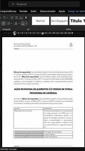 Criando Resumo de Petição Inicial no Word com Visual Law #shorts #visuallaw #legaldesign #advocacia
