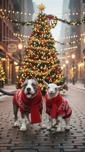 Bully & Baby Goat Christmas Adventure | DoggoCartoonz Shorts 🐐🎄🐶 #americanbully #farmanimals