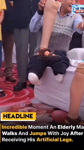 Hr_times_news on Instagram: "“Proof that it’s never too late for a new beginning! • This incredible video captures the emotional moment an elderly man receives his artificial legs. From the first hesitant step to a joyful walk down the aisle, his face says it all. Seeing him jump with pure excitement and a wide smile reminds us that technology, combined with a strong spirit, can perform miracles. A huge salute to the team making these dreams a reality! viewers are reacting with “Aww”, Emotional 