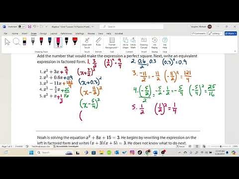 Algebra 1 Unit 7 Lesson 13 Practice Problems