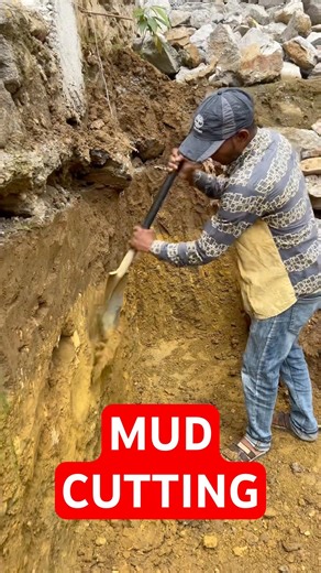 Worker Using Shovel to Cut Soil Boundary Straight 🏗️ Real Site Work #shorts #soundtrack #civil