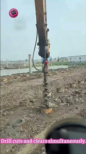 SOIL AUGER DRILL — spiral lift extracts earth with precision #Construction #Drilling