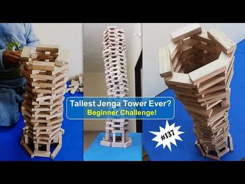 Tallest Jenga Tower Ever? Beginner Challenge! 🏗️ Jenga Tutorial #137 #jengablocks #creativebuilding
