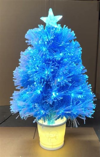 60CM Blue Snowy Tabletop Christmas Tree in Pot Fibre Optic Flashing Lights