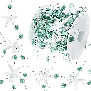 16 ft Ocean Themed Garland Ocean Beaded Starfish Shell Decor Coastal Beaded Beach Garland for Mantle Fireplace Summer Wedding Home Decor Supply(Green)