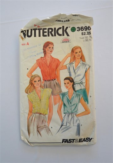 Vintage Butterick 3696 Sewing Pattern, Loose Fitting Blouse Size 8-10-12 - Etsy