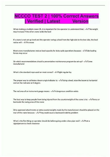 NCCCO TEST 2 100 Correct Answers Verified Latest Version1777 new video