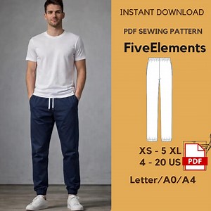 Men’s Jogger Pants PDF Sewing Pattern | Elastic Waist Pants for Men | Casual Sweatpants Pattern | Men Pants Pattern | XS–5XL | A4 Letter A0 - Etsy