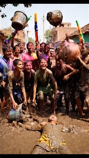 The real fun of Holi! Water, mud and running #indiahistory 💦😂
