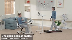 GTPLAYER Standing Desk Adjustable Height & Tiltable Tabletop, 32 Inch Portable Desk for Home Office Stand Up Work and Walking Pad Treadmill, Small Mobile Computer Table for Laptop, Black