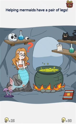 brain out level 128 and helping a mermaid have a pair of legs?
