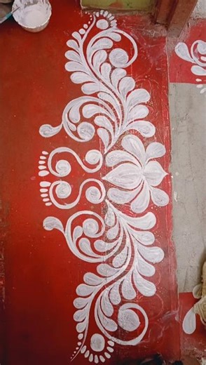 DIY Unique Border Alpona Design | Rangoli #art #shorts #shortvideo #diy #rangoliart