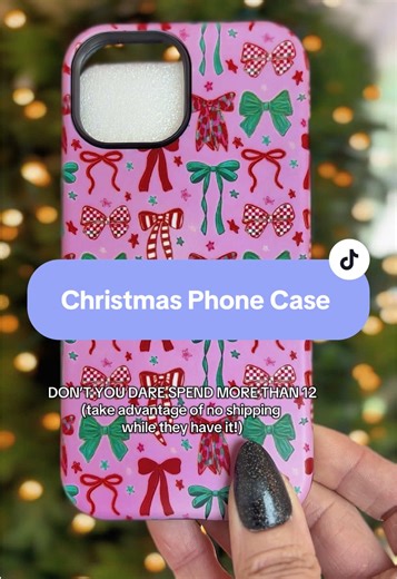 Adorable Christmas Phone Case with Pink Bows