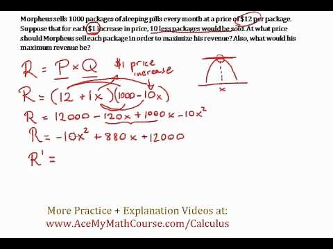 Revenue Maximizing #1 - Optimization Word Problem (Calculus) - Quick Explanation!