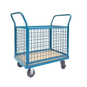 [Hot Item] Wire Mesh Warehouse Trolley Hand Push Heavy-Duty Platform Trolley