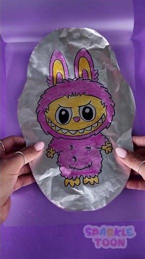 🎈 Let’s Make a Shiny Labubu Balloon Toy with Foil! ✨ #DIY #KidsLearning #Shorts