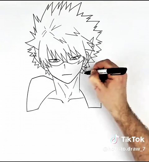 How to Draw Katsuki Bakugo from My Hero Academia