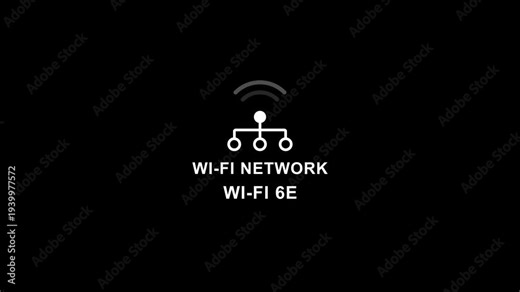 Wi- fi network symbol wi- fi 6 e connectivity on black background wi-fi 6e internet