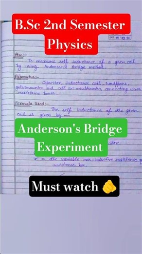 B.Sc 2nd Semester Physics Experiment 2026 | Anderson's Bridge Experiment | #learn #bsc #physics