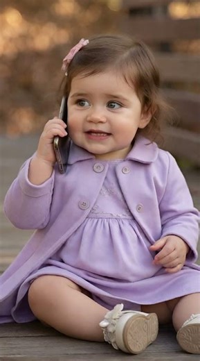 Wearing a lavender baby coat dress