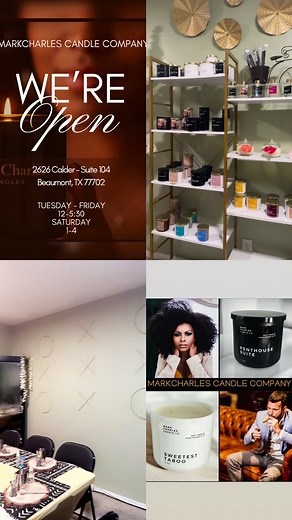Every candle created is designed to fill your space with warmth, comfort, and luxury. From soothing scents, cozy, or masculine…each scent captures the feeling of home elevated. SHOP: 2626 Calder #104 - Beaumont TX Hours: Tuesday-Friday 12-5:30p & Saturday 1-4p Online: www.MarkCharlesCandles.com | MarkCharles Candle Store
