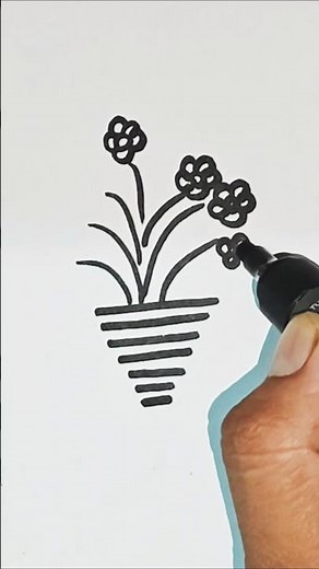 Mini flower pot #shorts #miniflower #drawing #easydrawing #viral #flower #love